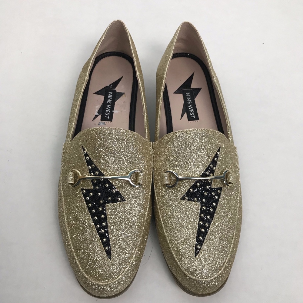 Nine West gold wild girls loafer flats siz…